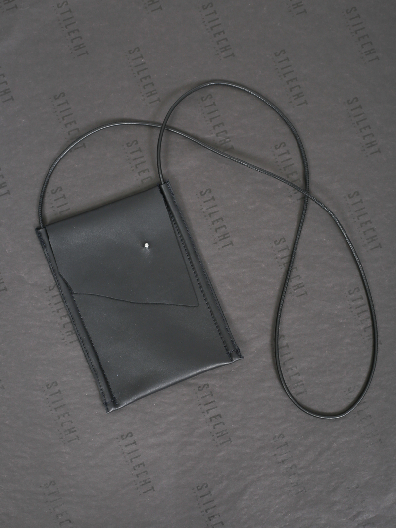 Darkgem - Leather bag with leather strap - Black - A-1245-5