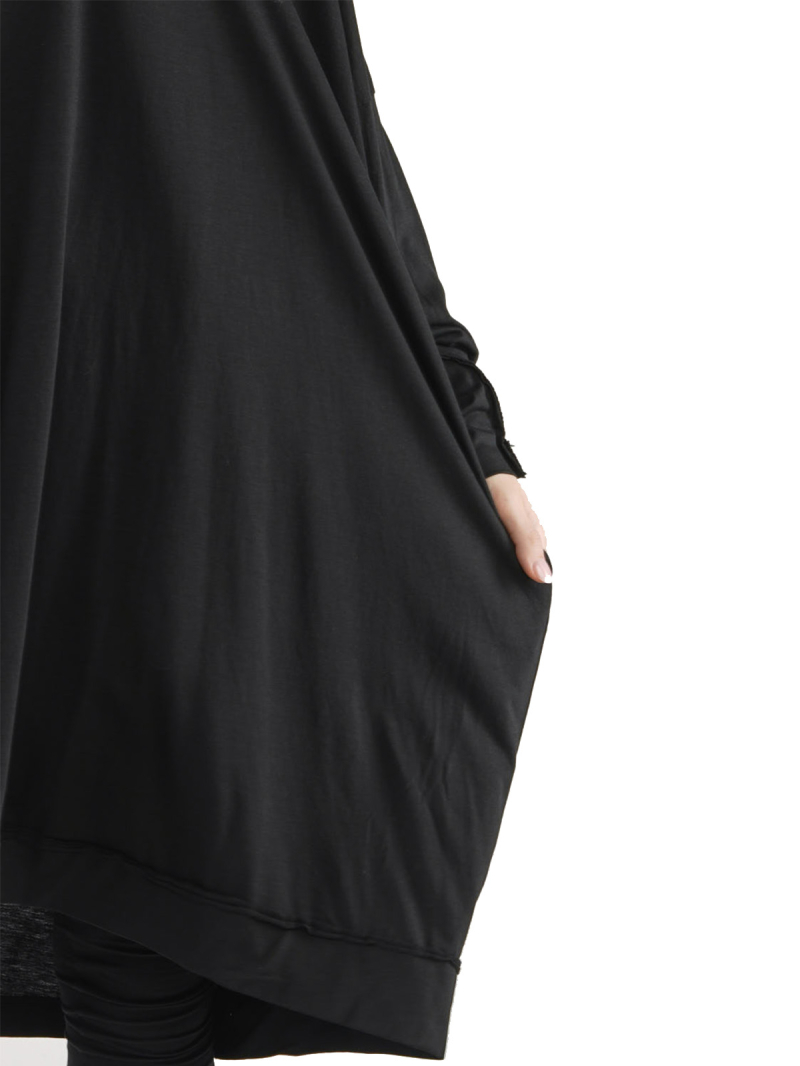 Rundholz Black Label - Платье-рубашка с аппликацией на подоле Хлопковый трикотаж Oversize Черный - 2243260903