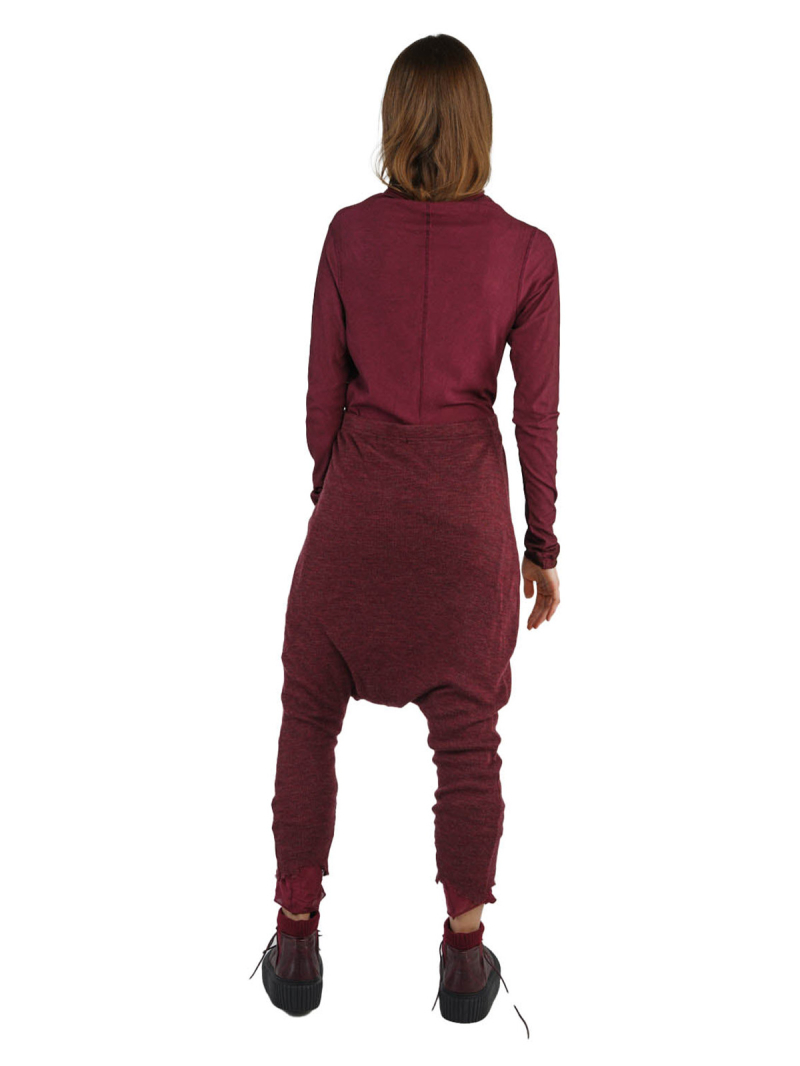 Rundholz - Sarouel pants double layer jersey wool destroyed look Black Melange - 2241180106