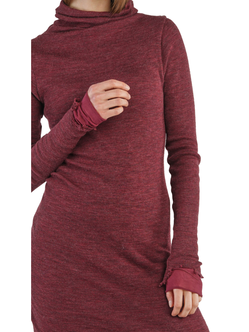 Rundholz - Shirt turtleneck double layer jersey wool destroyed look Black Melange - 2241180503