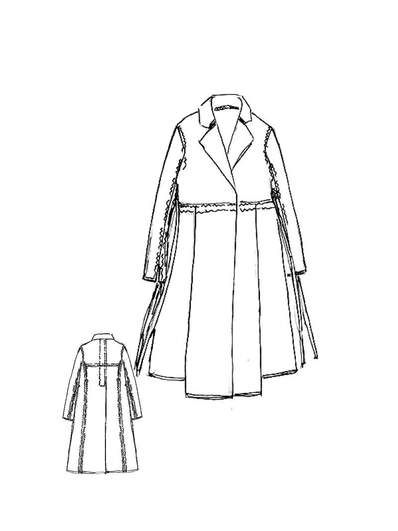 Rundholz - Ausgestellter mesh mantel mit bänder - 1251051202