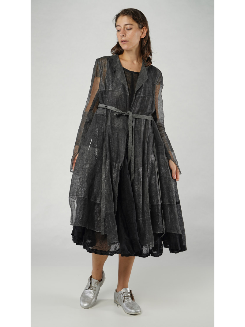 Rundholz - Ausgestellter mesh mantel mit bänder - 1251051202