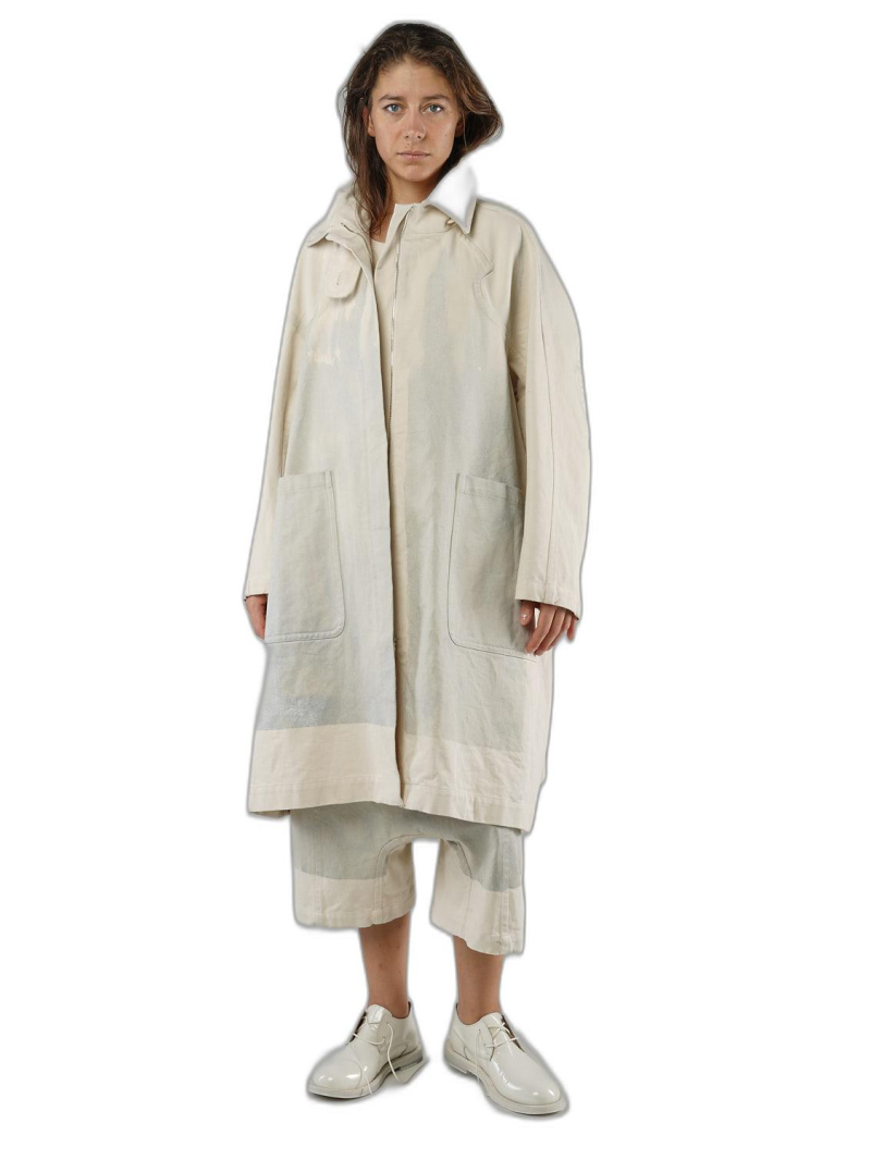 Rundholz - Handbemalter oversize raw denim mantel - 1251101206