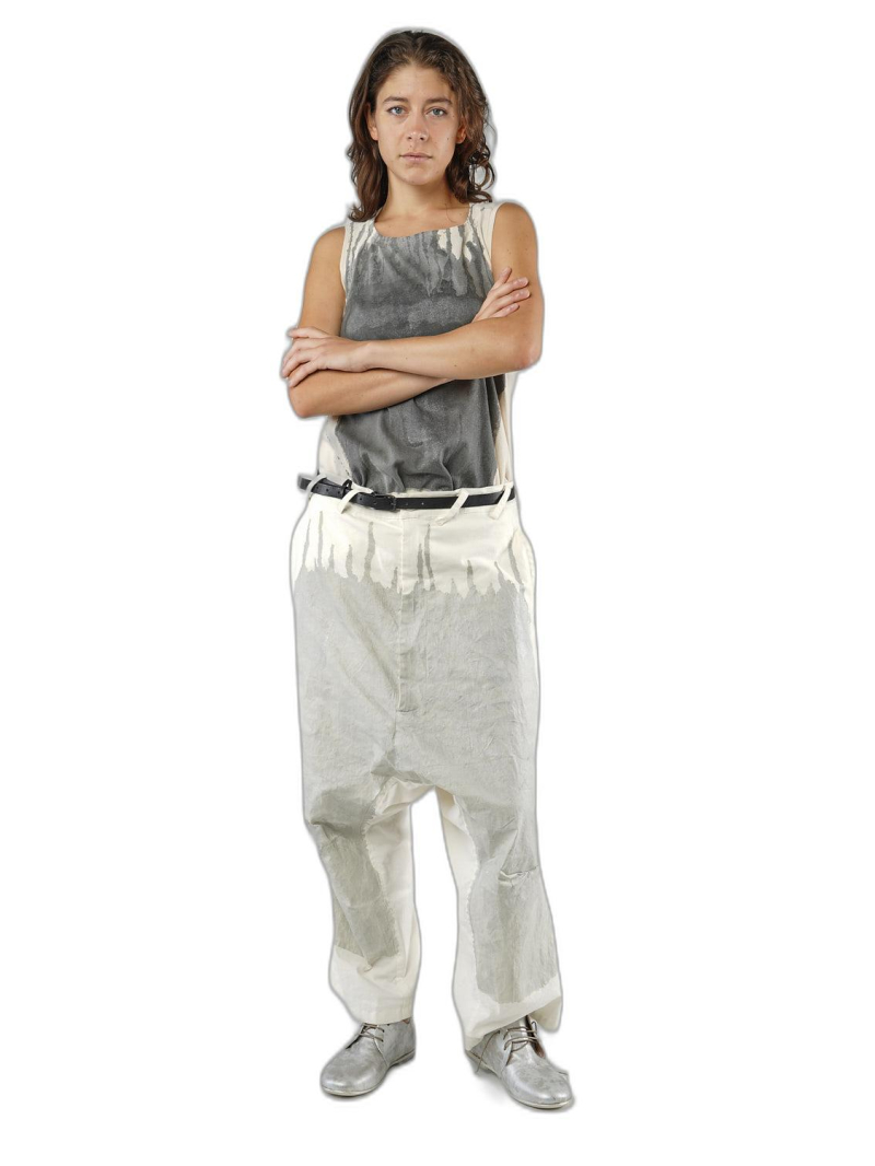 Rundholz - Handbemalte baggy leinen baumwoll stretch hose - 1251110101