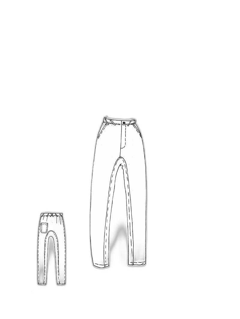 Bois rond - Peint à la main pantalon étroit en coton de lin stretch - 1251110104