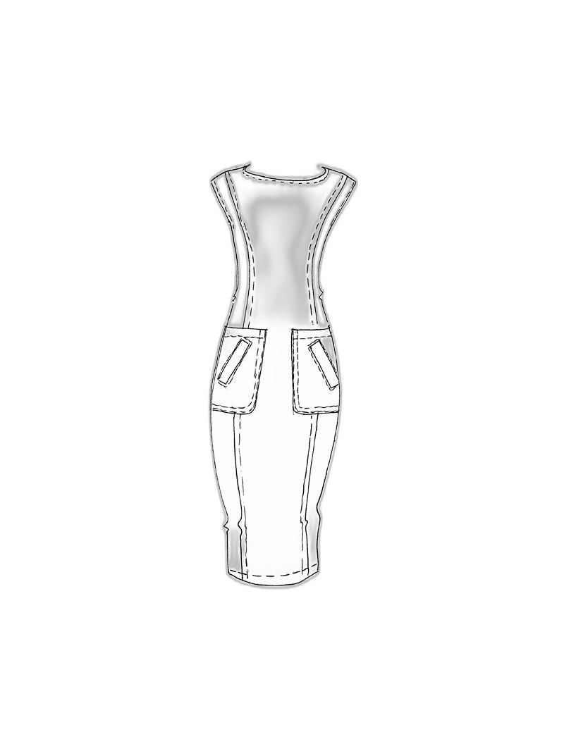 Bois rond - Robe peinte à la main en forme de banane en lin et coton stretch - 1251110906