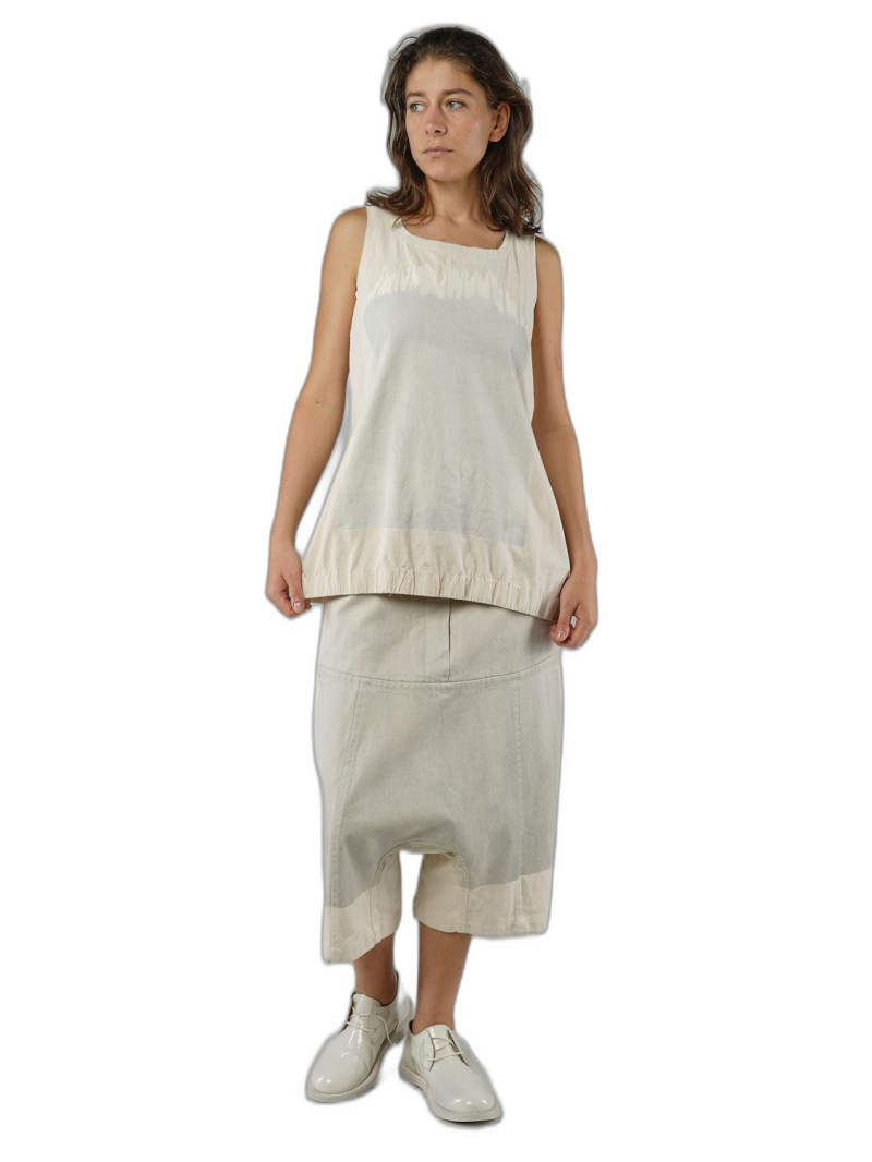 Rundholz - Hand-painted narrow raw cotton jersey top - 1251120803