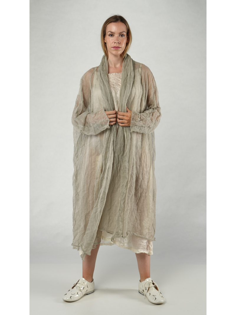 Rundholz - Halbtransparenter kastenförmiger baumwoll modal strickmantel - 1251457203