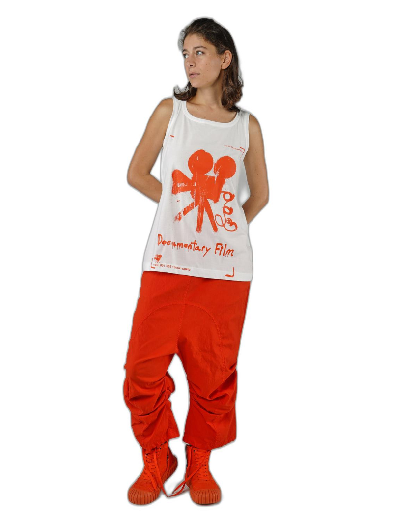 Rundholz DIP - Straight narrow cotton jersey top with placed print - 1252300805