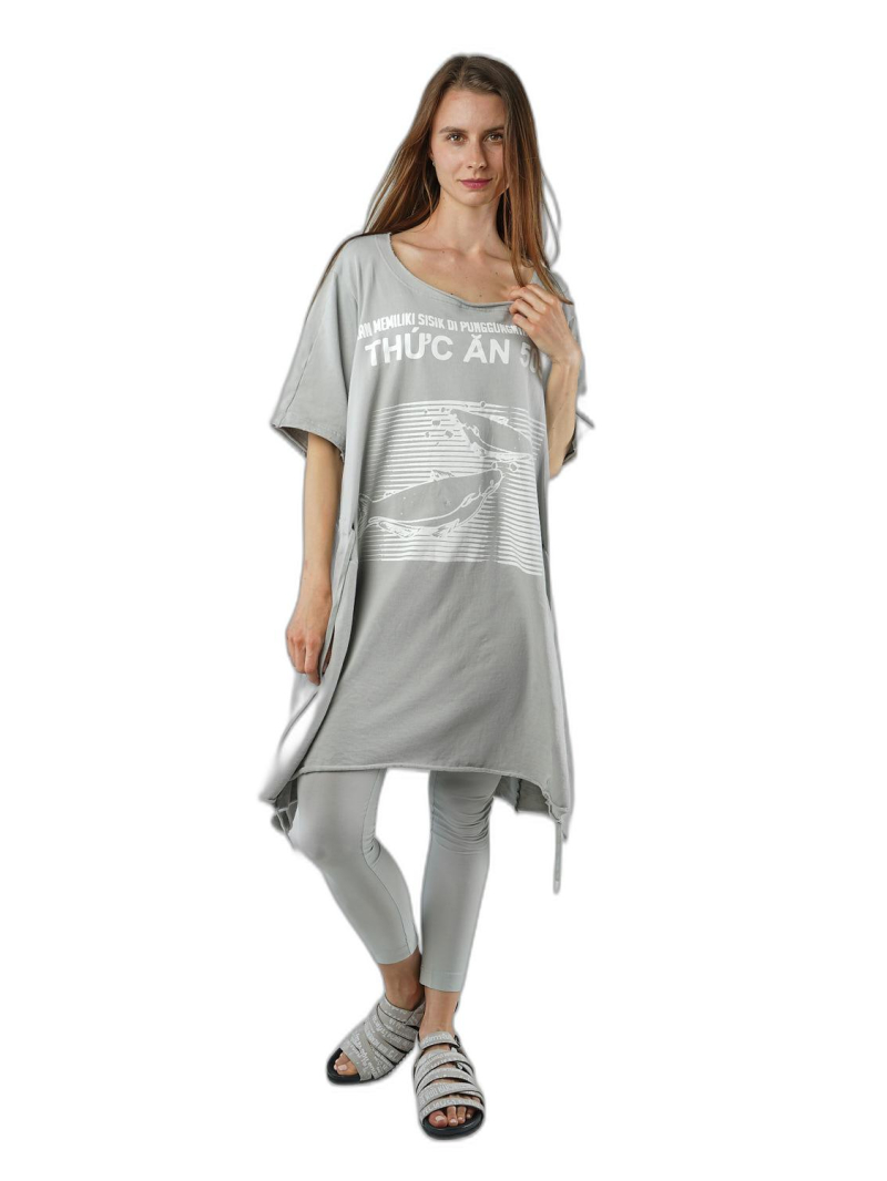 Rundholz Black Label - Oversize french terry kleid mit platziertem druck - 1253290909