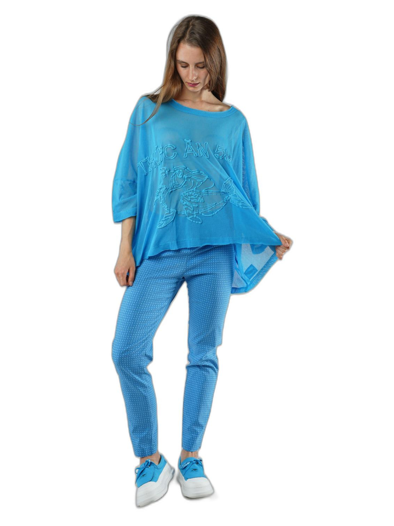 Rundholz Black Label - Flared mesh t-shirt with placed 3d print - 1253340501