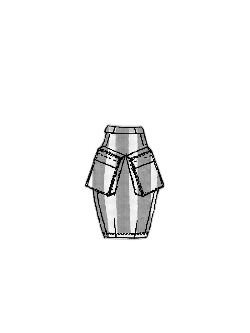 Rundholz Black Label - Calf-length cotton twill stretch skirt with stripe print - 1253390304