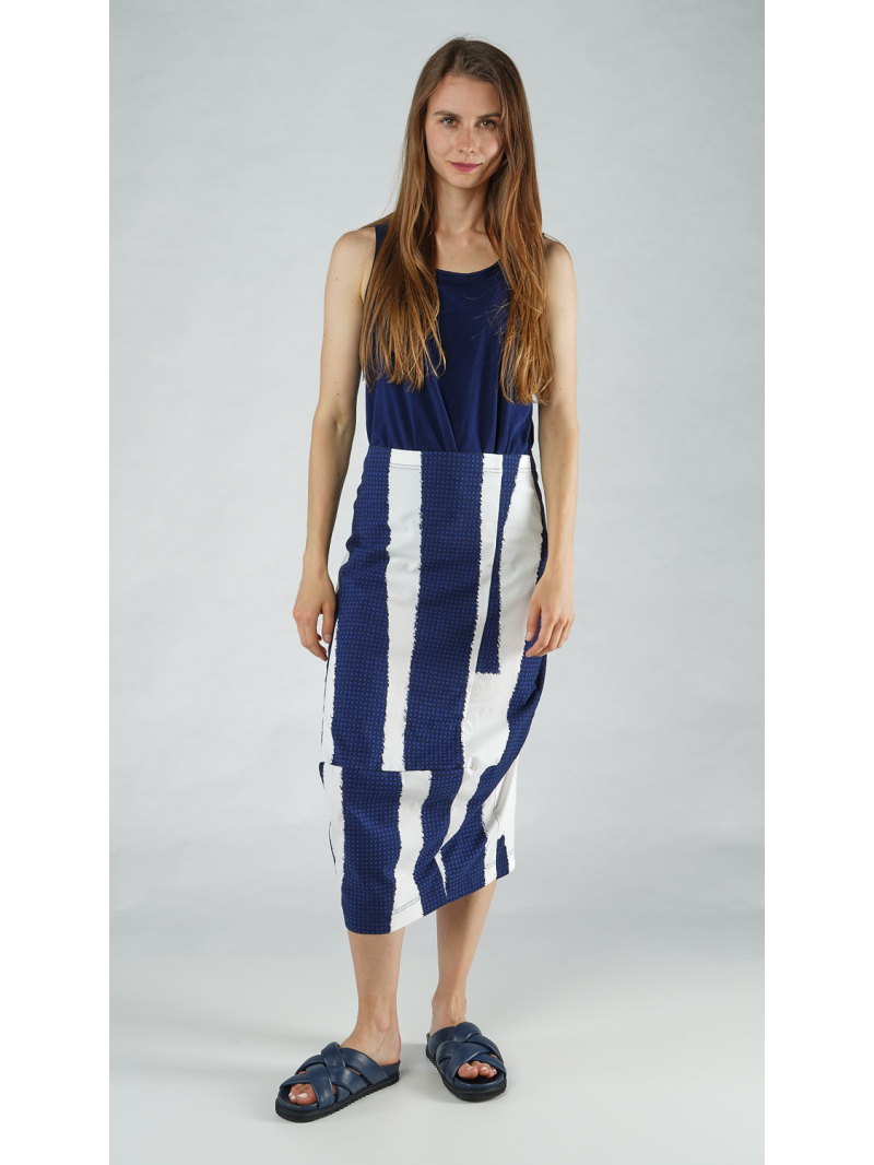 Rundholz Black Label - Bananenförmiger baumwolltwill stretch rock mit streifendruck - 1253390307