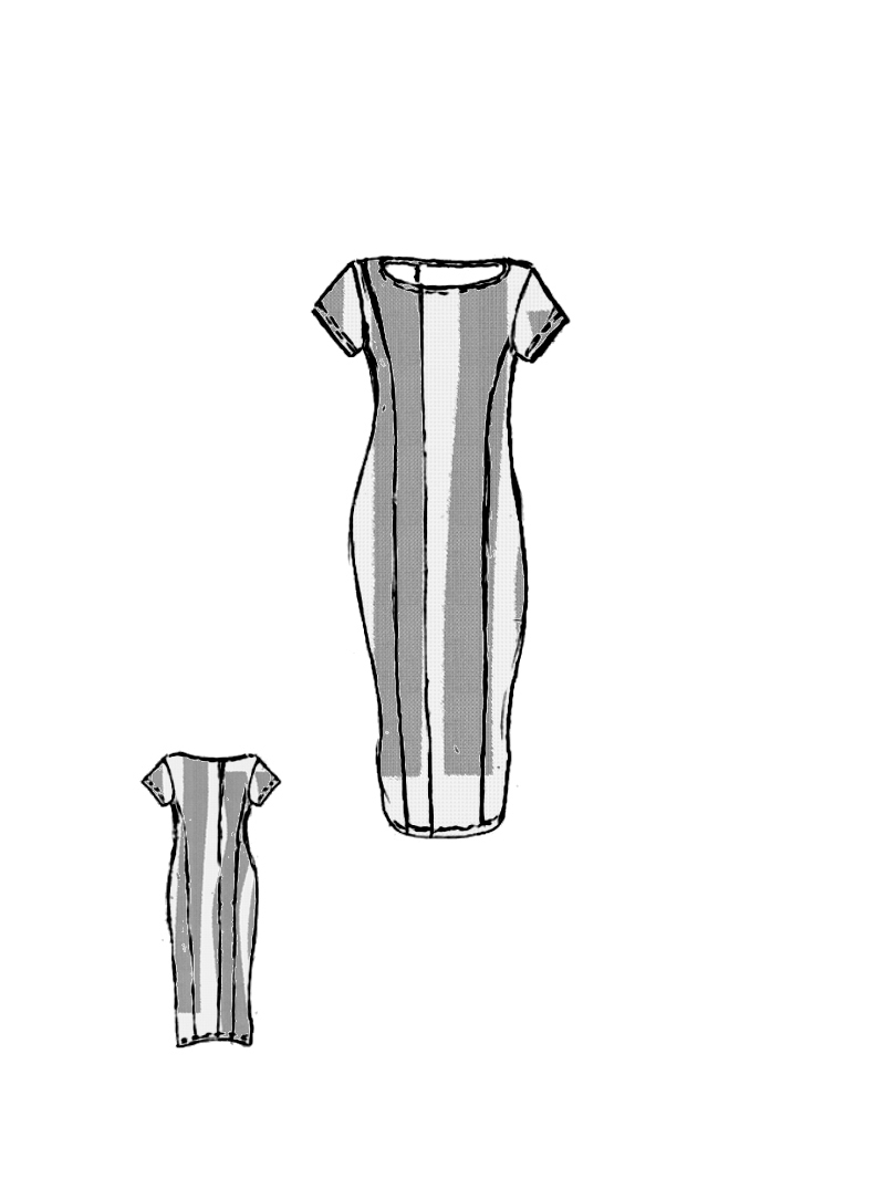 Rundholz Black Label - Schmales baumwolltwill stretch kleid mit streifendruck - 1253390905