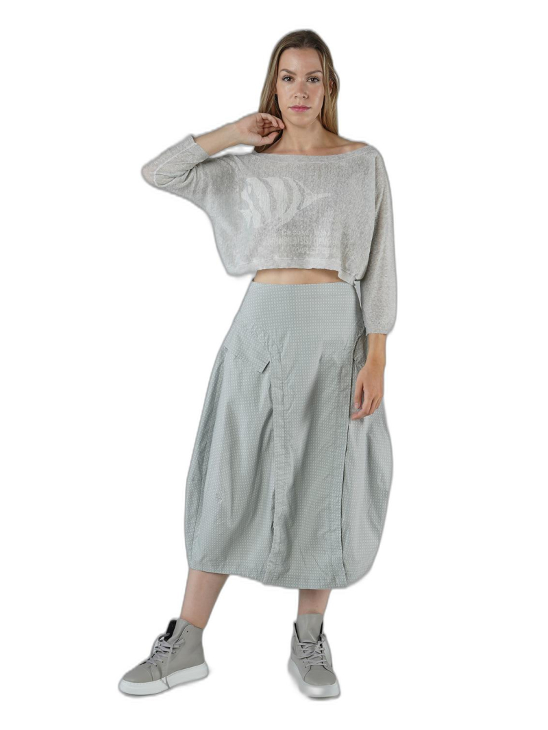 Rundholz Black Label - Short linen knit sweater with pigment print - 1253500702