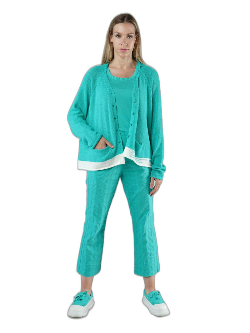 Rundholz Black Label - Ausgestellte leinen strickjacke mit platziertem druck - 1253727107