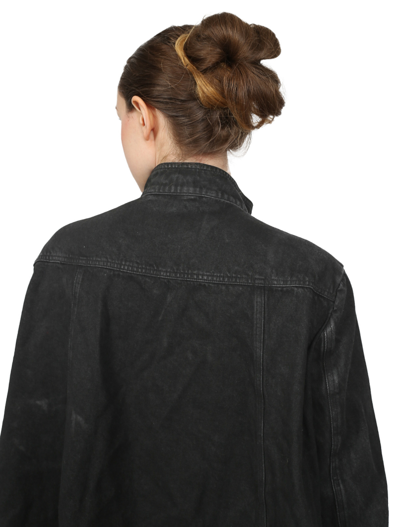 Bois rond DIP - long manteau en denim évasé - Black Coated Jeans - 2242031204