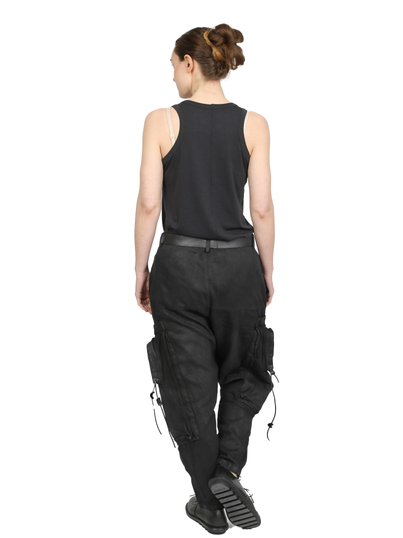 Rundholz DIP - Pantalon en jean cargo avec entrejambe bas - Black Coated Jeans - 2242030102