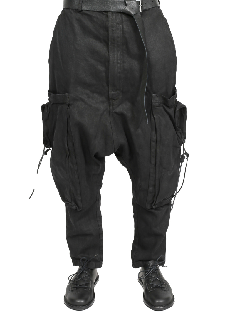 Rundholz DIP - Pantalon en jean cargo avec entrejambe bas - Black Coated Jeans - 2242030102