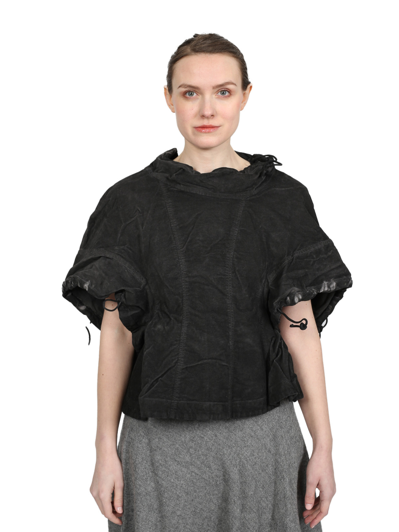 Rundholz DIP - ausgestelltes Samt-T-Shirt - Coal Cloud - 2242160601