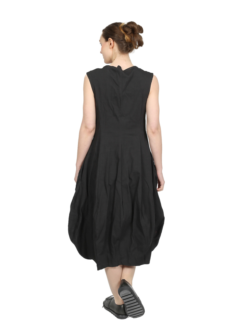 Rundholz - Ballonkleid aus Leinen und Wolle - black - 2241110917