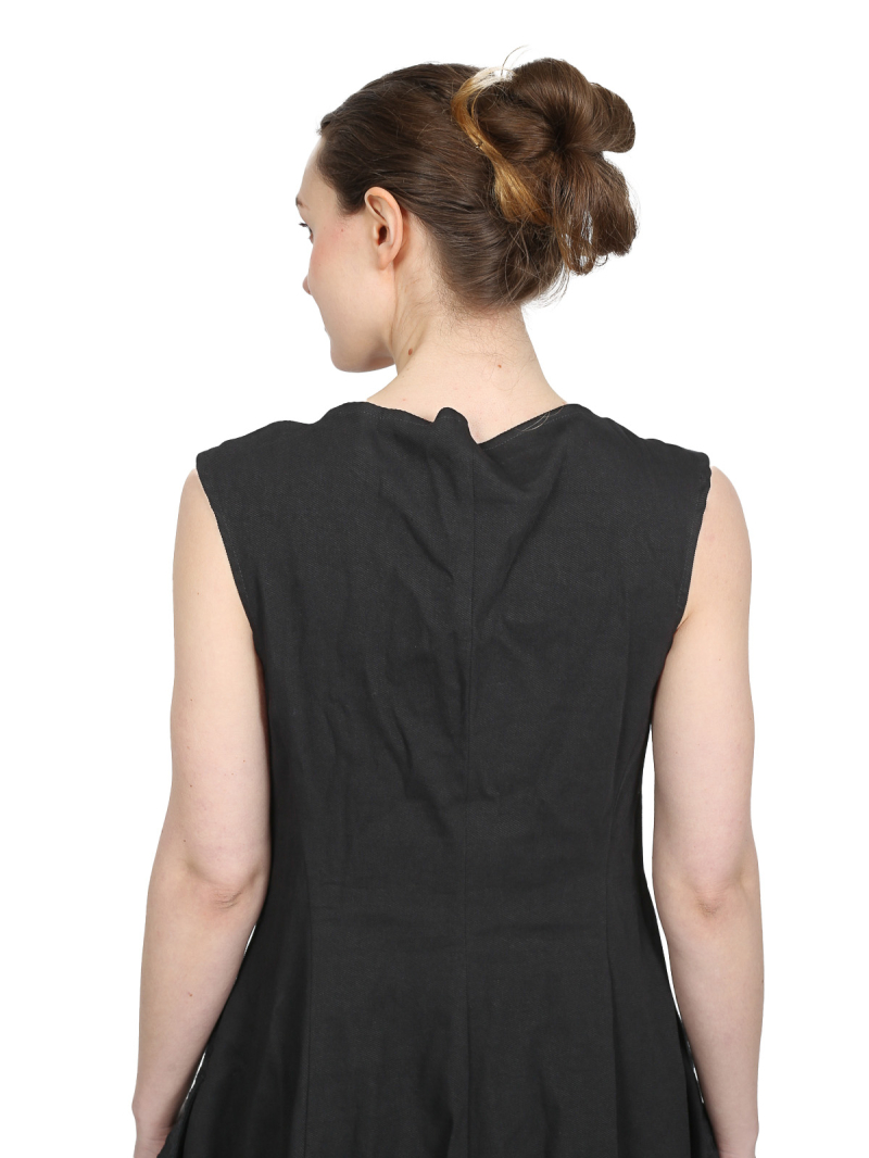 Rundholz - Ballonkleid aus Leinen und Wolle - black - 2241110917