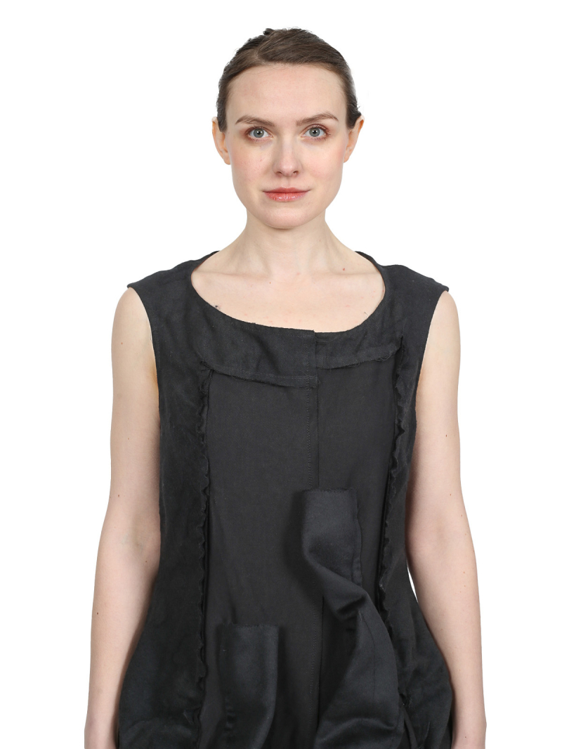 Rundholz - Ballonkleid aus Leinen und Wolle - black - 2241110917