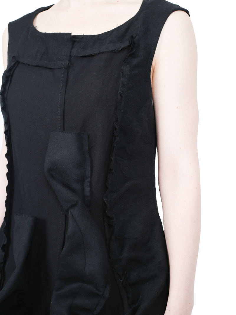 Rundholz - Ballonkleid aus Leinen und Wolle - black - 2241110917