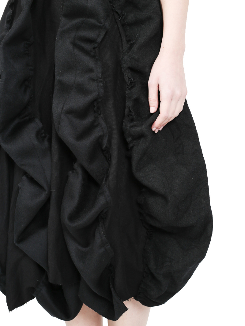 Rundholz - Ballonkleid aus Leinen und Wolle - black - 2241110917