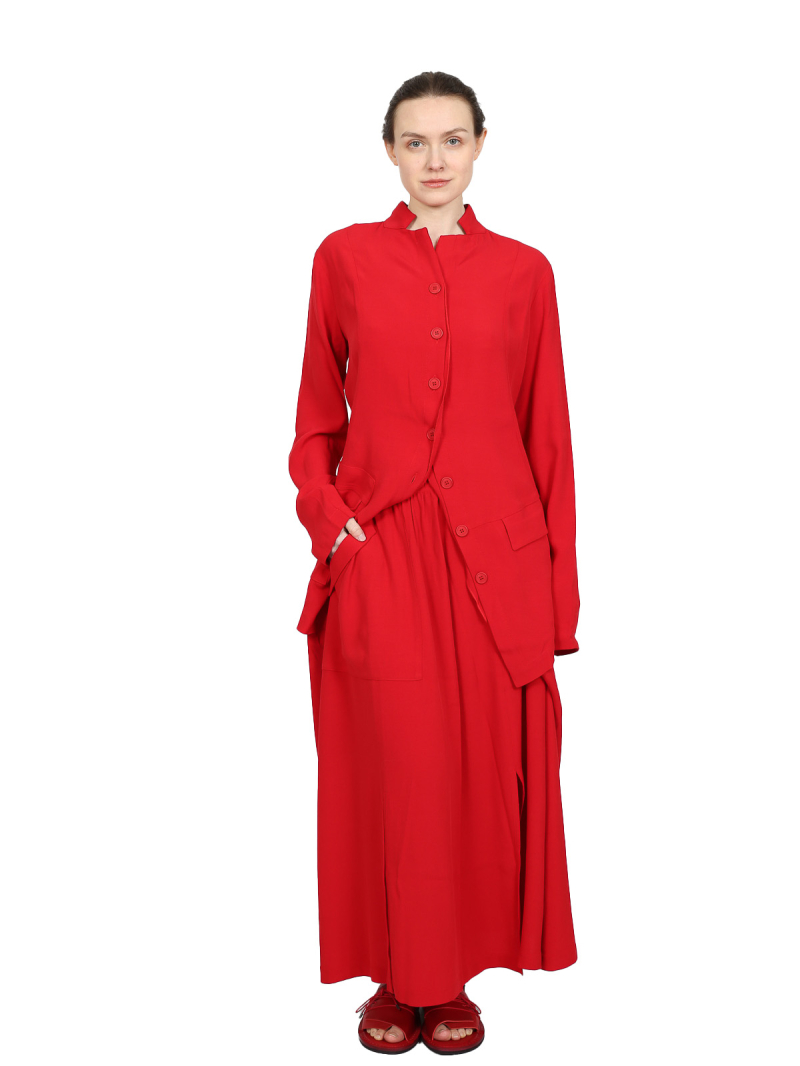 Pal Offner - Rock - Fluid Long Skirt - Crêpe Georgette - Wild Red - 2501.120101.140004