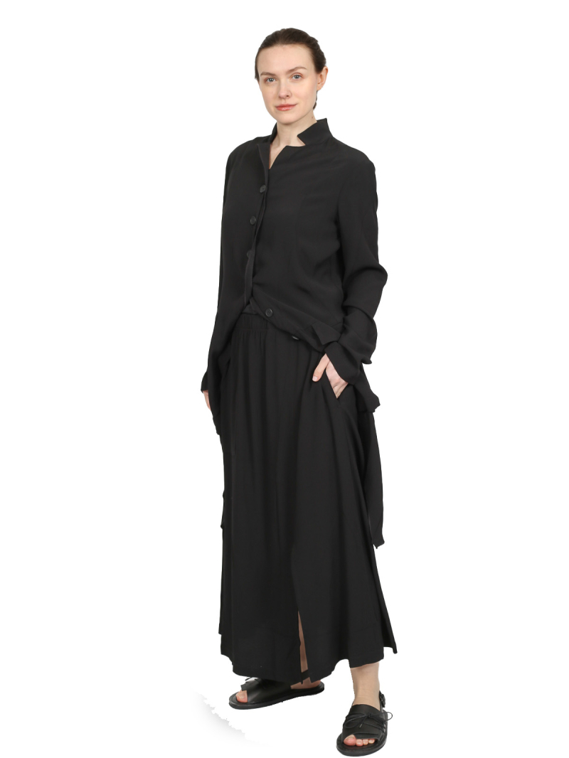 Pal Offner - Skirt - Fluid Long Skirt - Crêpe Georgette - Black - 2501.120101.140004