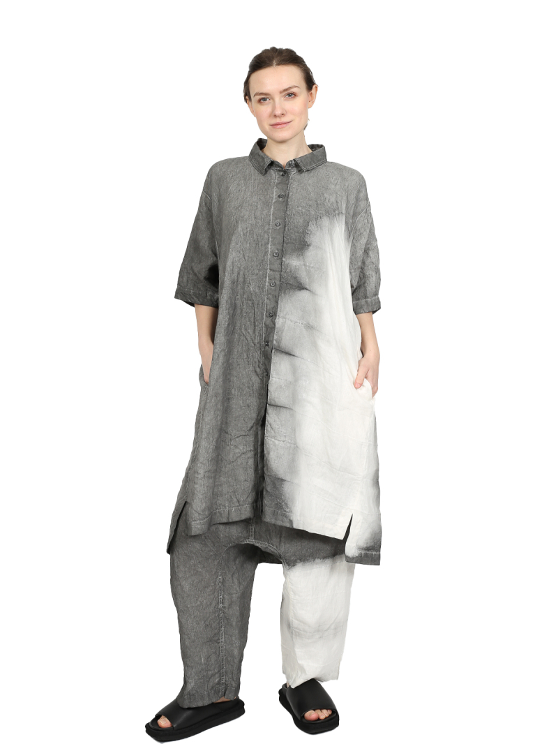 Rundholz - Handbemaltes ausgestelltes leinen kleid - 1251670901