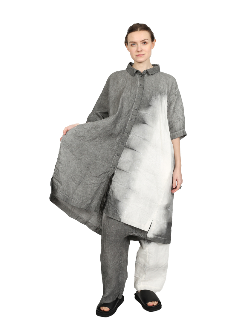 Rundholz - Handbemaltes ausgestelltes leinen kleid - 1251670901