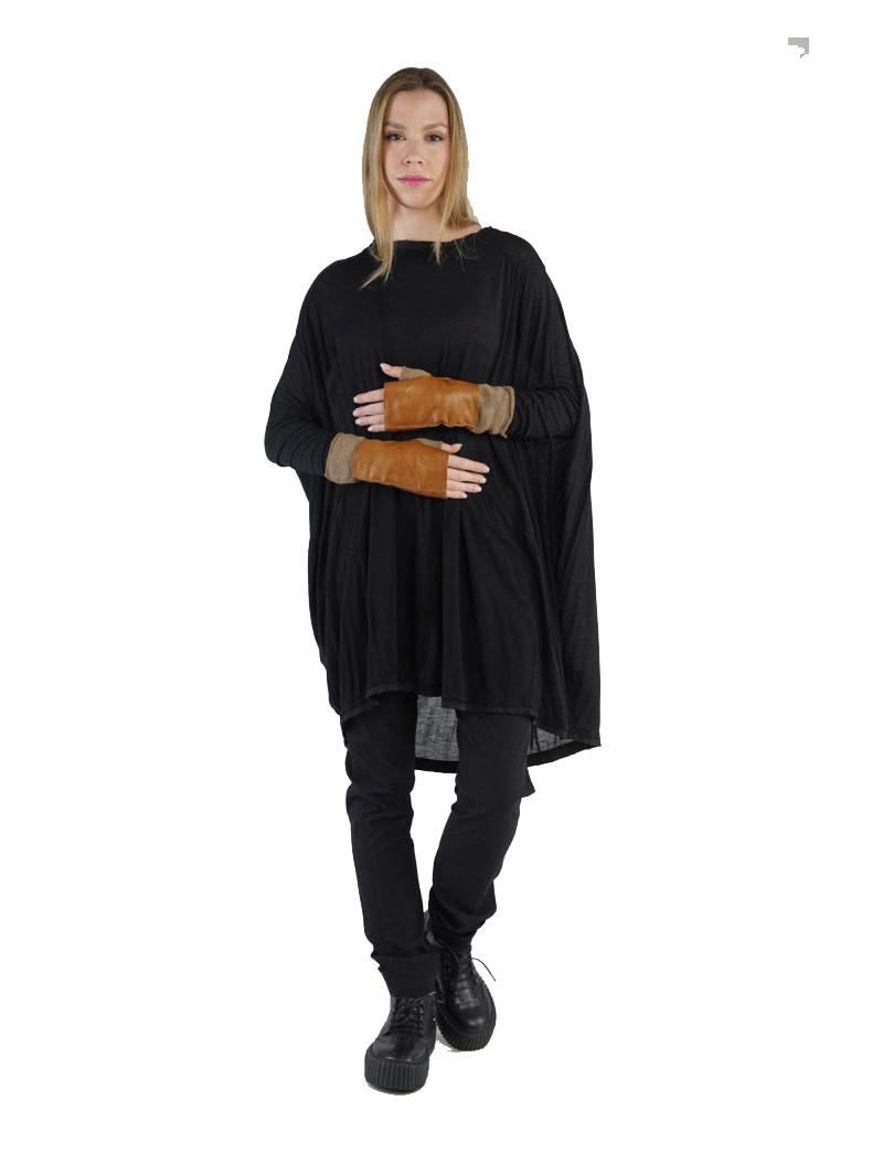 Rundholz - HandSchuhe 2-teilig Leder und Kaschmir black - 2241802003