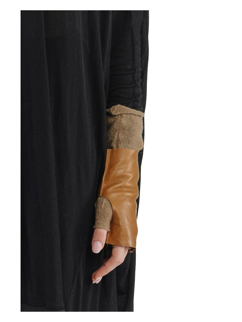 Rundholz - HandSchuhe 2-teilig Leder und Kaschmir black - 2241802003