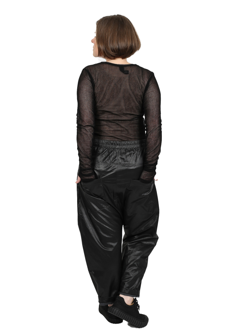 Pal Offner - Trousers - Laid-Back Trousers_Coated Viscose - Black - 2501-132201-470002