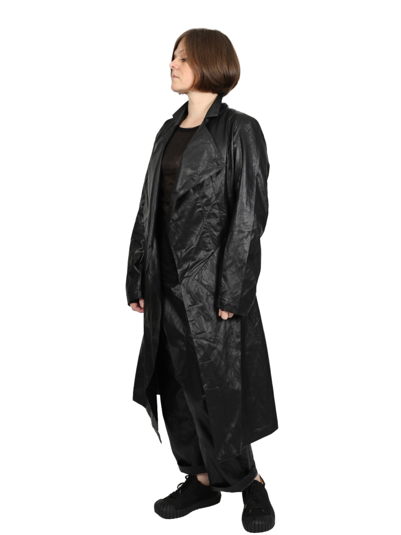 Pal Offner - Coat - Draped Coat_Coated Viscose - Black - 2501-090301-470002