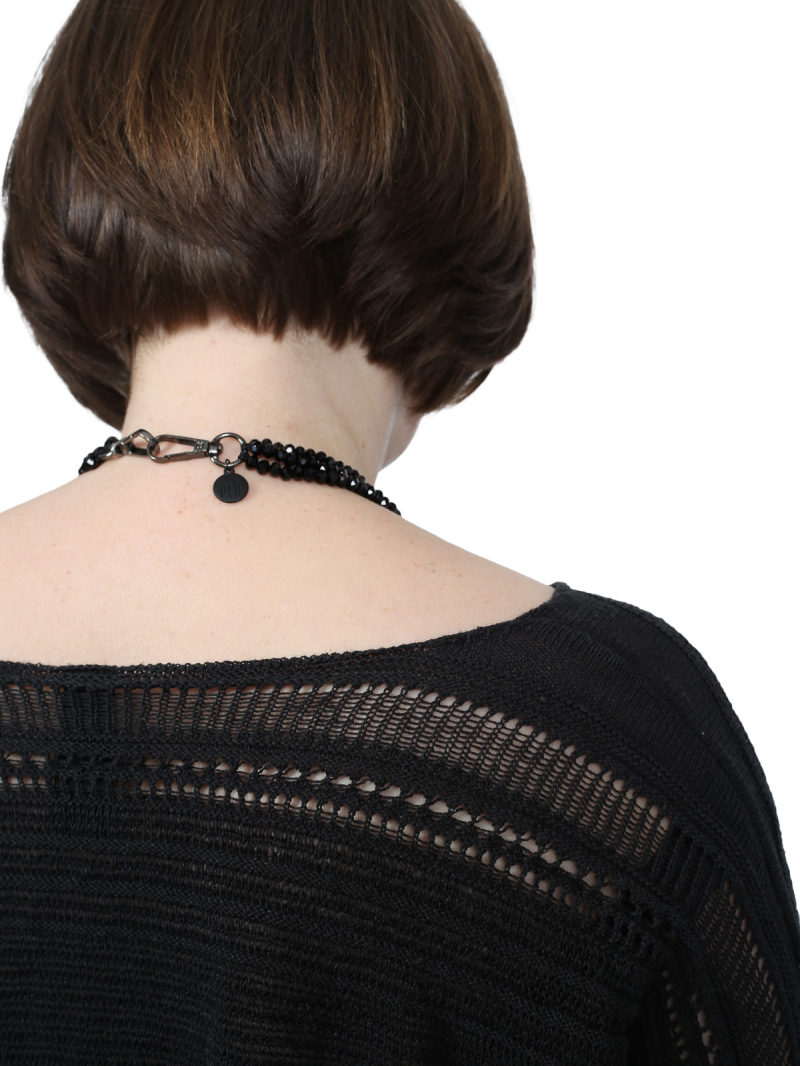 Pal Offner - Sweater - Disarranged Cropped Pullover_Linen Cotton - Black - 2501-040202-320015