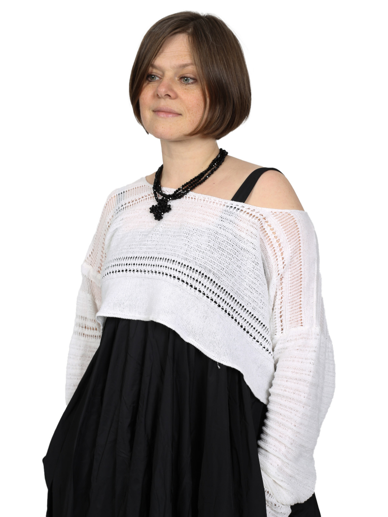 Pal Offner - Sweater - Disarranged Cropped Pullover_Linen Cotton - White - 2501-040202-320015