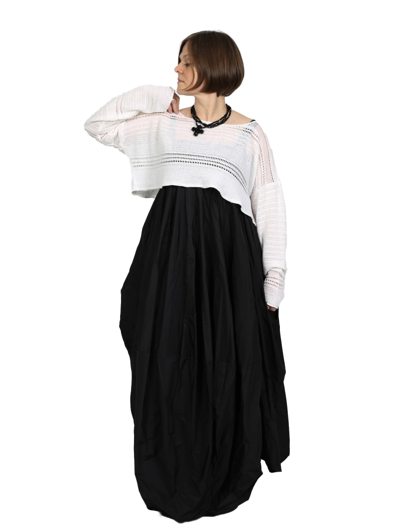 Pal Offner - Sweater - Disarranged Cropped Pullover_Linen Cotton - White - 2501-040202-320015