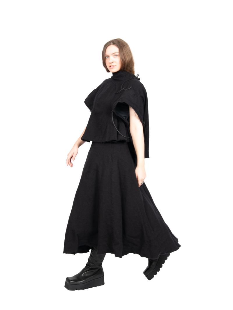 Rundholz DIP - Pure new wool circle skirt with tulle underskirt Black - 2242210308
