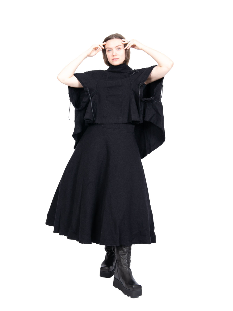 Rundholz DIP - Pure new wool circle skirt with tulle underskirt Black - 2242210308