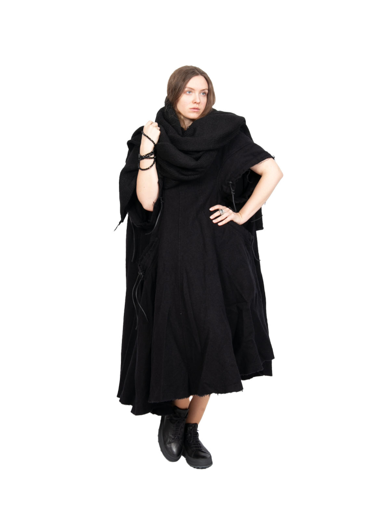 Rundholz DIP - Flared dress with eyelet pockets Virgin wool Black - 2242210910