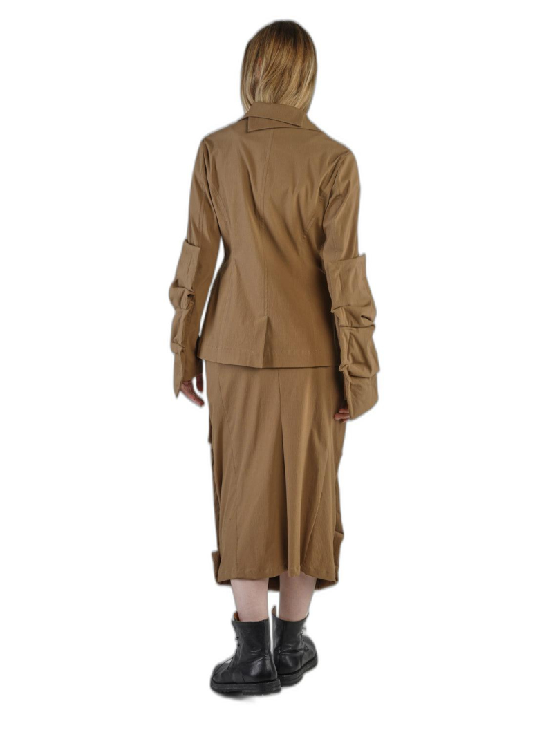 Rundholz - Taillierte viskose woll-stretch-jacke mit drapierte rechtecke auf ärmel - 2241161110