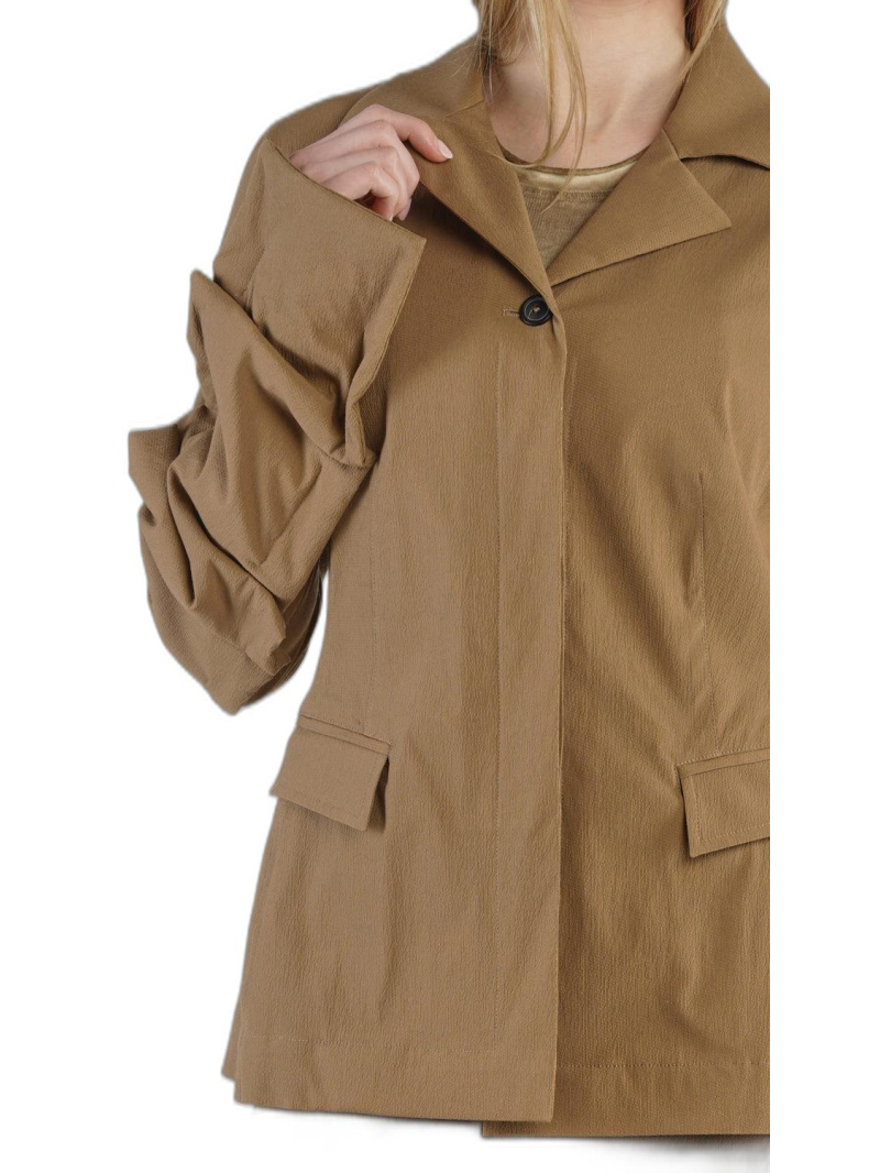 Rundholz - Taillierte viskose woll-stretch-jacke mit drapierte rechtecke auf ärmel - 2241161110