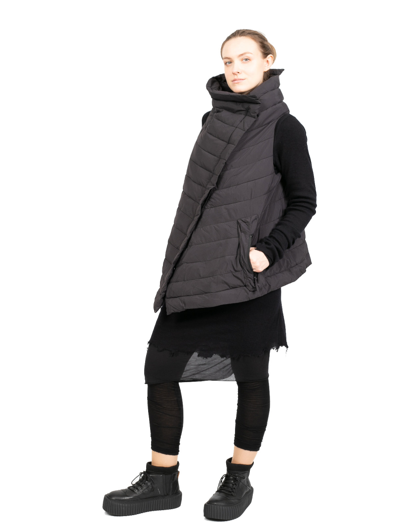 Rundholz - Shirt doppellagig Jersey Wolle destroyed Look Black Melange - 2241180501