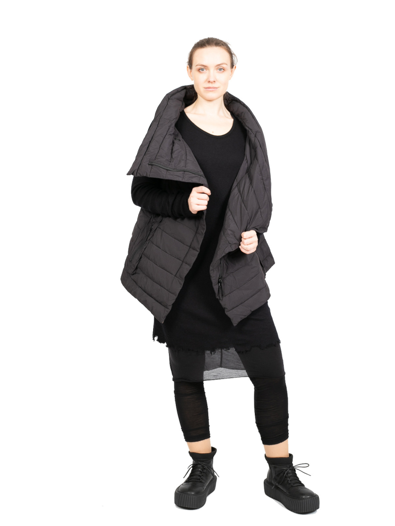 Rundholz - Shirt doppellagig Jersey Wolle destroyed Look Black Melange - 2241180501