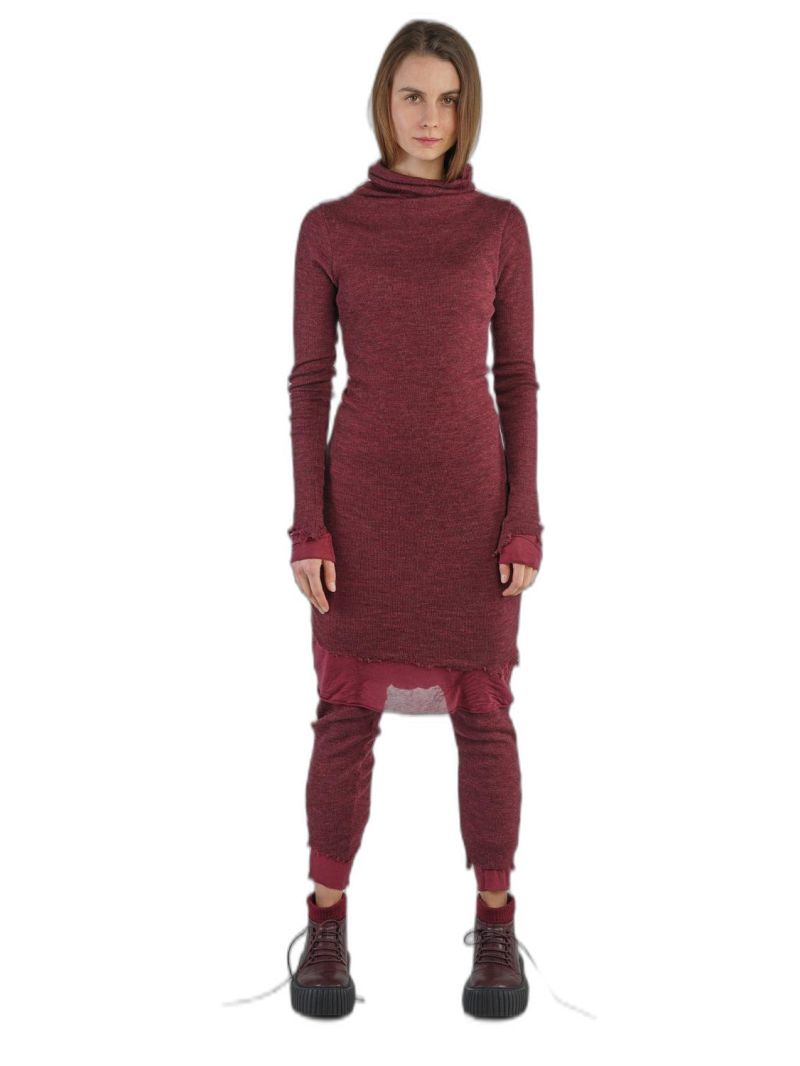 Rundholz - Shirt turtleneck double layer jersey wool destroyed look Black Melange - 2241180503