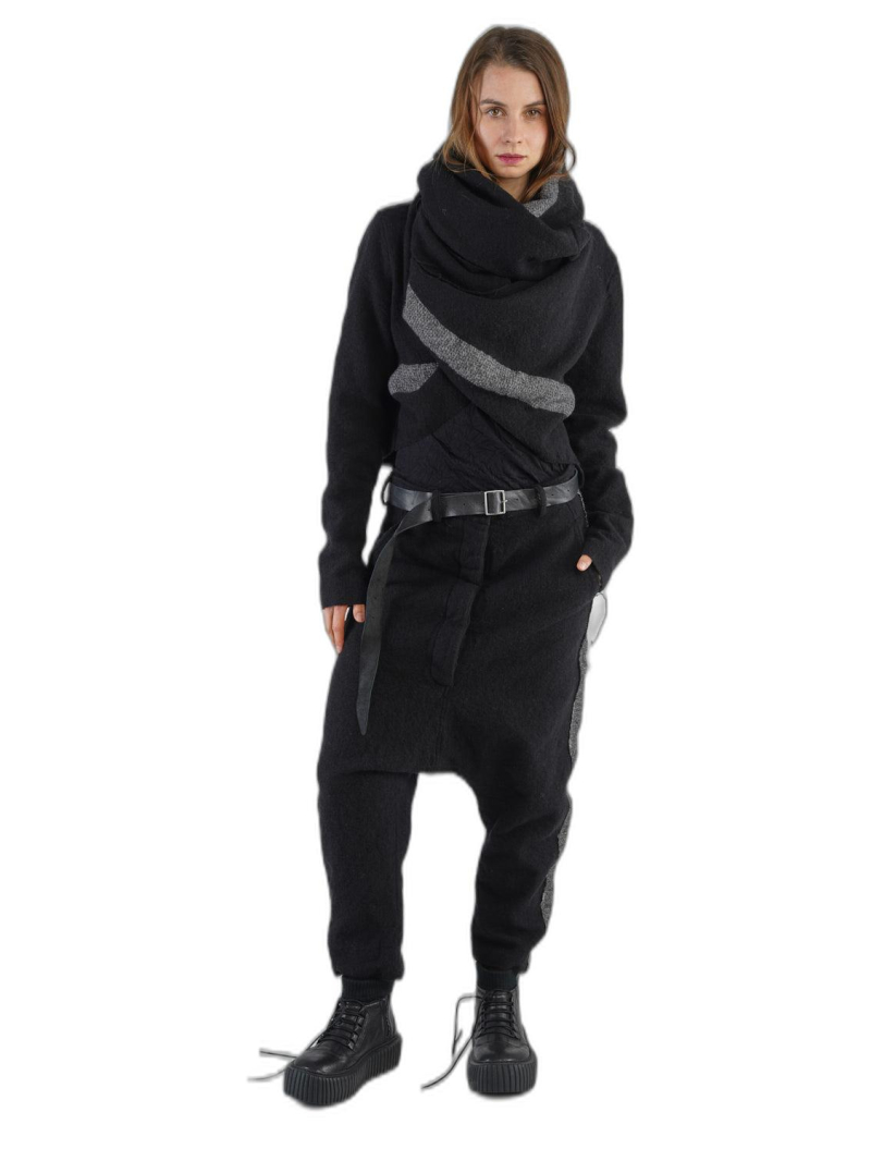 Rundholz - Short wool jacket with wrap-around scarf - 2241201109