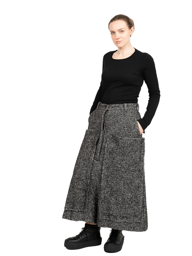 Rundholz - Pantalon large longueur 7/8 avec entrejambe bas Tissu laine Black Melange - 2241250102